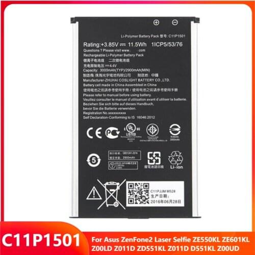 Original Phone Battery C11P1501 For Asus ZenFone2 Laser Selfie ZE550KL ZE601KL Z00LD Z011D ZD551KL Z011D D551KL Z00UD 3000mAh