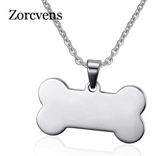 Modyle Bone Shaped Pendant Necklace Stainless Steel Dog Tag Necklace Dotes On Pet Love Jewelry
