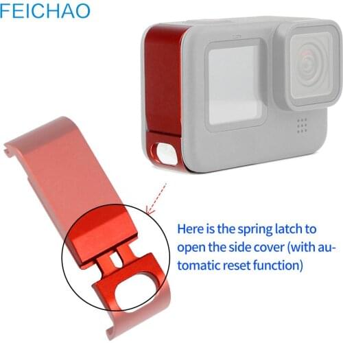 Rechargeable Side Protective Cover Battery Lid for GoPro Hero 9 Metal / Plastic Charging Port Door Case for GoPro9 Protector