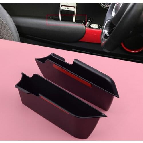2pcs Black ABS Car Inner Door Handle Armrest Storage Box Holder Organizer Case Container Tray Fit For Mini Cooper F56 Hatchback
