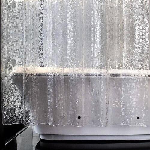 VCVCOO Clear Shower Curtain EVA Translucent 3D Pebble Heavy-Weighted Shower Curtain Liner Plastic Moldproof Waterproof Curtain