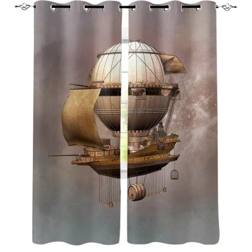 Modern Curtains for Living Room Steampunk Airship Retro Balloon Bedroom Kitchen Curtain Home Decoration Window Drapes