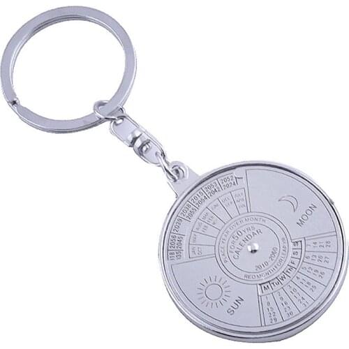 English Fonts Creative Perpetual Calendar Keyring Metal KeyChain Car Bag Pendant Gift Wholesale