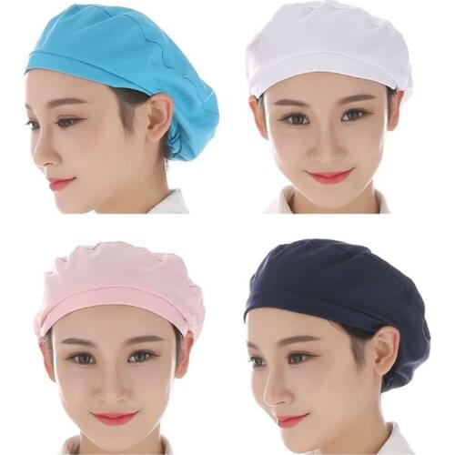 Unisex Dustproof Breathable Kitchen Chef Hat Elastic Factory Work Cap Hair Cover F3MD