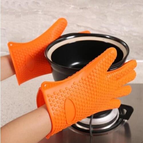Mitts Silicone gloves microwave oven baking waterproof non-slip five-finger heart shape heat insulation kitchen BBQ grill