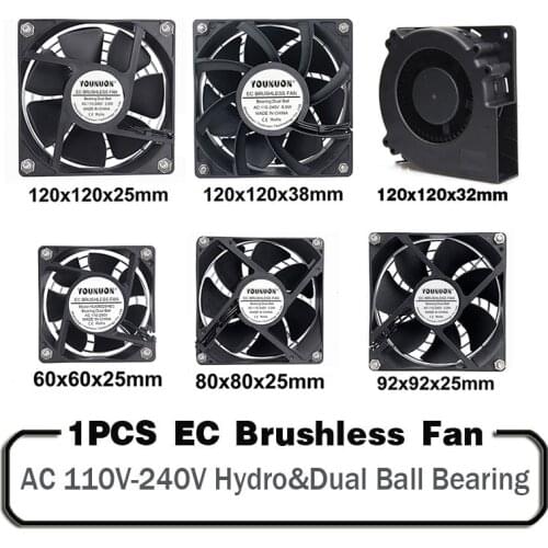 1PCS EC Brushlee Fan 6025/8025/9225/12025/12032 AC 110V 115V 120V 220V 240V Cooling Cooler Fan