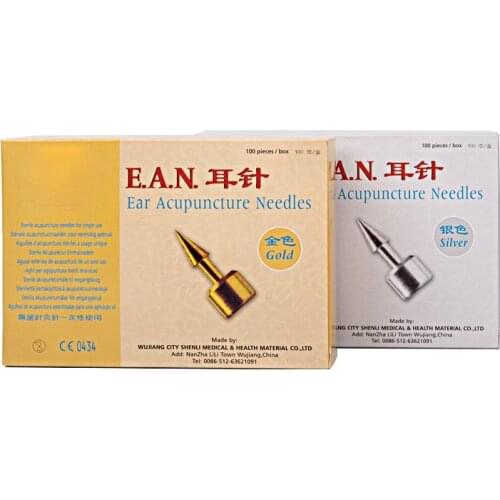 Gold / silver Ear acupuncture needles EAN Auricular with Paster fine copper 100 Pieces relax Acupuncture Points for single use