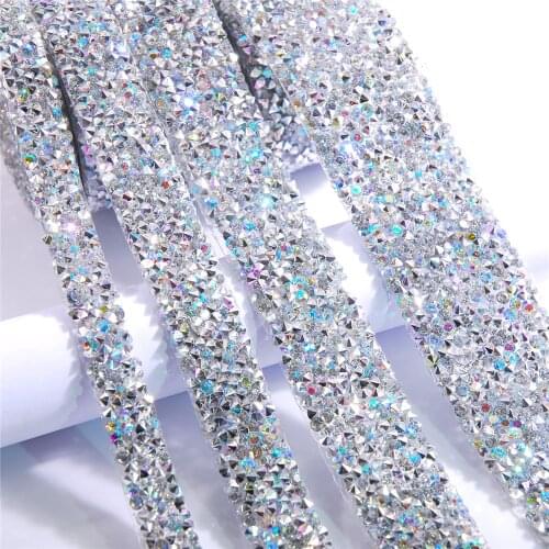 1 Yard Silver Crystal Rhinestone Ribbon Sparkling Rhinestone Ribbon Mesh Wrap Roll Bling Arts Crafts Event Decorations