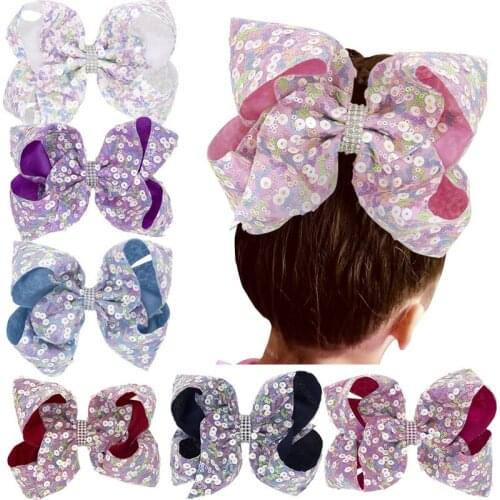 16 CM Big bow hair Clip girl hair accessories quality Ribbon head wear Shinning flower baby headband for Child HC133
