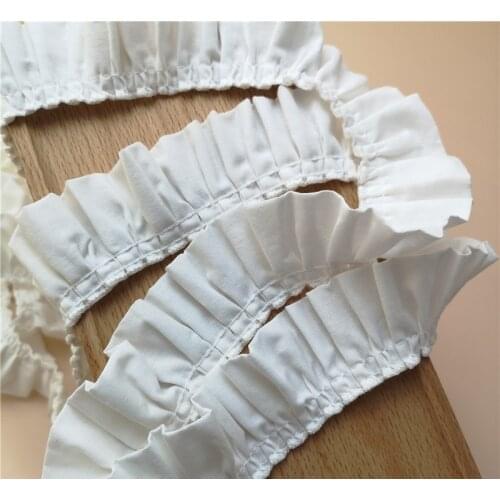 2Meter/lot 4cm White Curtain Trimmings Pleated Cotton Cloth Fold in Half Lace Collar Ribbon Trim DIY Clothing Dresses Decor X695