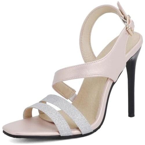 2021 Women Patchwork Pump High Heels Plus Size Shoes Thin High Heels Women Summer Sandals Female Sexy Party Slip on Shoes Woman