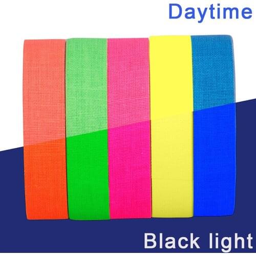 5/6PCS UV Solid Color Blacklight Reactive Glow in The Dark Tape Fluorescent Neon Gaffer Tape