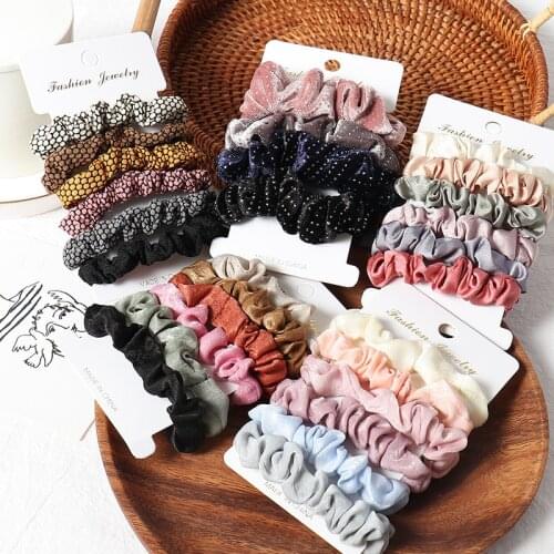 6Pcs/Lot Velvet Hair Scrunchies Fashion Simple Elastic Hair Bands Ponytail Holder Scrunchies For Girl Women Hair Accessories