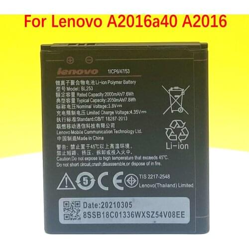 BL253 Battery For Lenovo A Plus A1010a20 A2010 A1000 A1000m A 1000 Phone High Quality Battery+Tracking Number 2050mAh