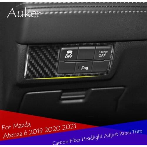 Car Head Lamp Light Switch Headlight Adjustment Knob Panel Control Protective Trim For Mazda Atenza 6 2019 2020 2021