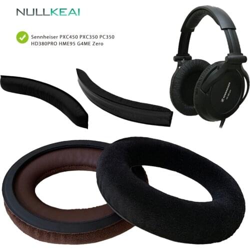 NULLKEAI Velvet Replacement Parts for Sennheiser PXC450 PXC350 PC350 HD380 PRO HME95 G4ME Zero Earpads Bumper Headband Earmuff