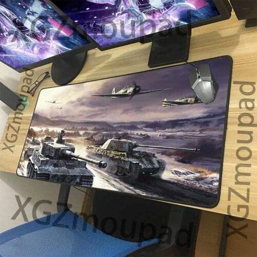 XGZ Large Mouse Pad Black Lock Edge World of Tanks Computer Table Mat Rubber Stripe Non-slip Custom Coaster Carpet Washable Xxl