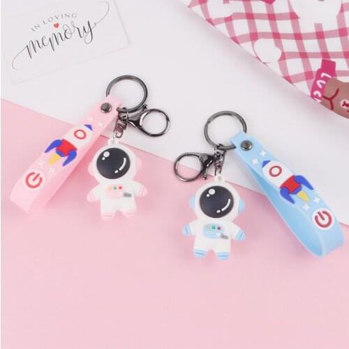 Cute Lovers' Keychains Trendy Girl Astronaut Boy Spaceman Doll Pendant Car Keys Bag Decor Charms for Airpods case Keyring Gifts