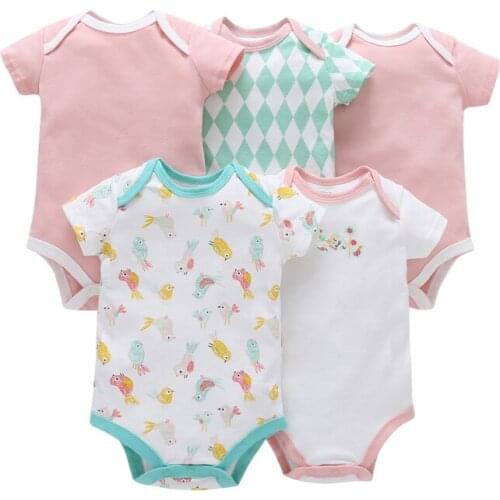 Short sleeve o-neck baby bodysuit 2019 newborn bodysuits fashion summer boy girl clothes 5pcs/set infant body suit cotton