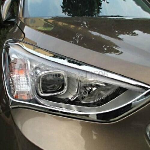 For Hyundai Santa Fe ix45 2013 Chrome ABS Headlight Lamp Shade Front Light Lamp Cover Auto Car Head Lamp Hoods Covers