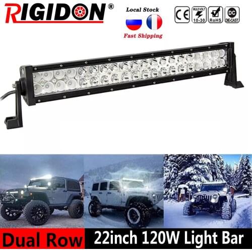 RIGIDON 22inch/120W 3D Double Row Flood Spot Combo Beam Led Light Bar for Offroad Jeep Vehicles Truck 4WD SUV ATV Fog Lights