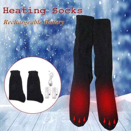 Electric Heated Socks with Rechargeable Battery, Washable Heating Socks with 3 Adjustable Temperature Foot Warmer Black