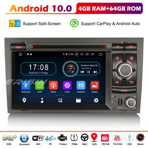 Erisin ES6974A Android 10.0 DAB+ Autoradio Carplay Car Stereo DVD for Audi A4 B7 S4 RS4 RNS-E Seat Exeo Wifi SWC OBD Canbus