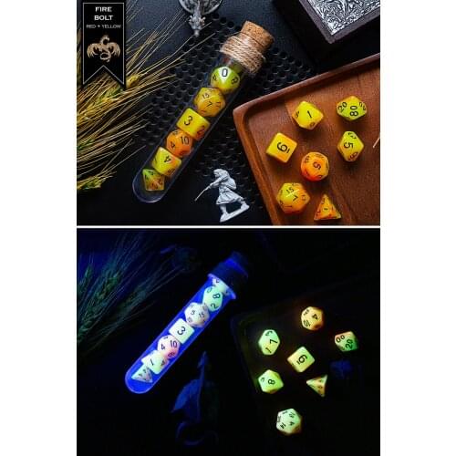 Fantasy Potion Bottle Dice Luminous DND Dice COC Running Group Plastic Resin Dice Horoscope Dice- Disarming Curse
