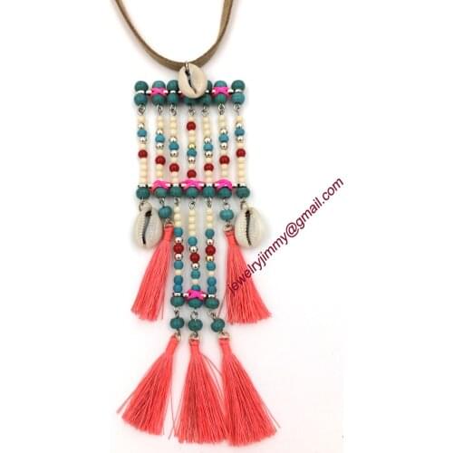 2015New personalized handmade jewelry supplier pendant beaded chain boho long Necklaces for women