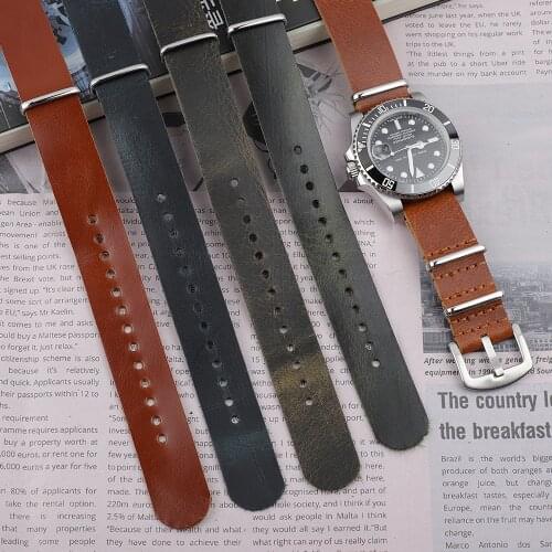 Leather Watch Band Nato Strap Brown Blue Straps 20mm 22mm Watchband Vintage Style Replacement Band Watch Accessories #D