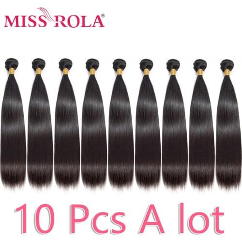 Miss Rola Peruvian Hair Weave Bundles Natural Color 10 Bundles Remy 100% Human Hair Extension 8-30 Inch Straight Hair Bundles