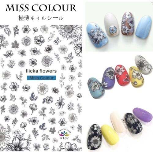 1Sheet 3D Adhesive Nail Art Stickers Flowers letter Decorations Waterproof Wraps Different Colors Can Choose DIY Decal Manicure
