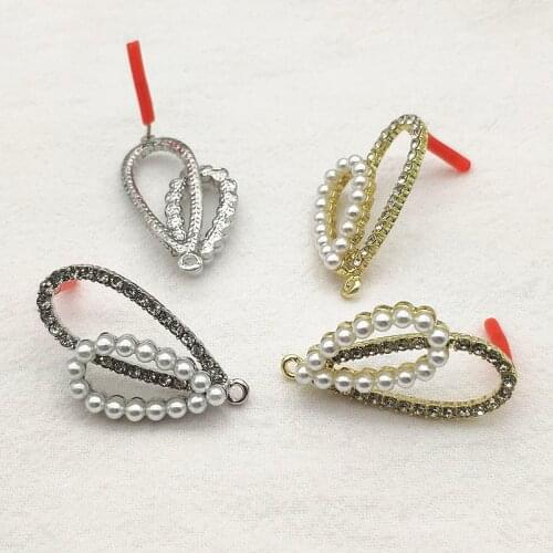 New arrival! 35x19mm 50pcs Imitation Pearl/Rhinestone Ear Stud for Handmade Earring DIY Parts Jewelry Findings & Components