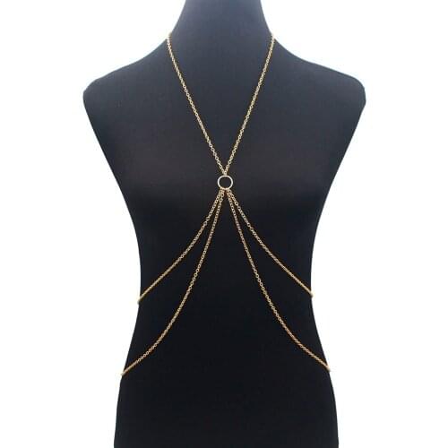 Charming Body Chain Golden Elegant Summer Crossover Sexy Bikini Waist Belly Chain Boho Beach Body Jewelry BY91