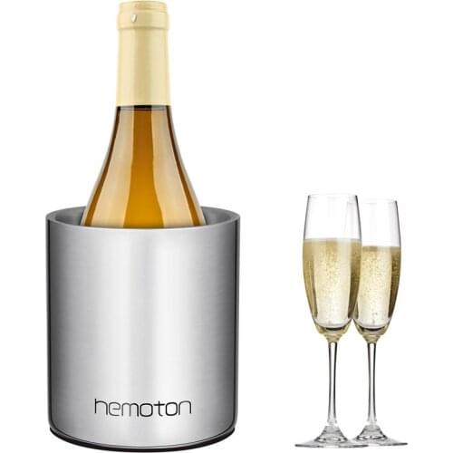 Hemoton Wine Chiller 304 Stainless Steel Wine Cooler 1L Wine Chilling Bucket Double Wall Ice Bucket Insulated Champagne Bucket
