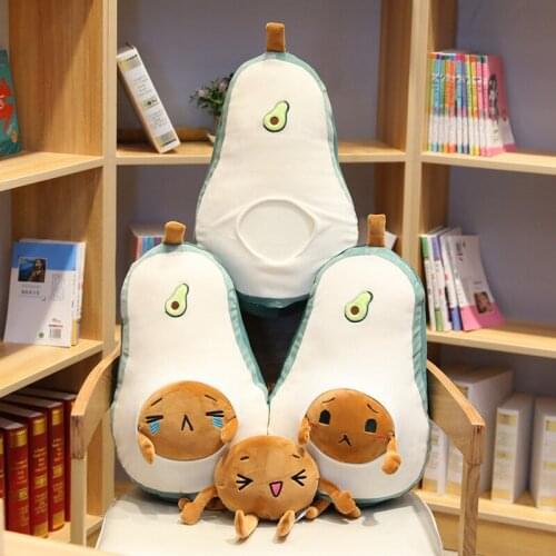 50cm Funny Cute Avocado Plush Pillow Soft Cartoon Fruit Avocado with Core Stuffed Doll Sofa Pillow Cushion Lovers Birthday Gifts