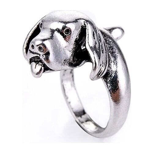 Drop Shipping Vintage Animal Rings Cute Dog Ring For Women Men Gift Finger Jewellery Christmas Gift