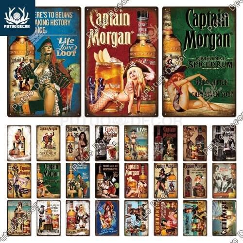 Putuo Decor Rum Brand Pin Up Girl Vintage Metal Signs Tin Signs Poster Metal Decor for Bar Pub Man Cave Club Wall Decoration