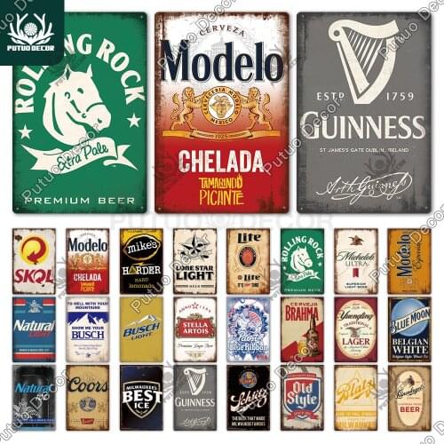 Putuo Decor Beer Plaque Metal Vintage Tin Sign Metal Sign Decorative Plaque Wall Decor Pub Bar Man Cave Decor Wall Decoration