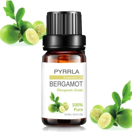 Pyrrla 10ml Bergamot Pure Essential Oils For Aromatherapy Relieve Stress Humidifier Diffuser Aromatic Massage Body Essential Oil