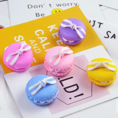 100PCS/lot 24X20mm Resin Colorful Polymer Round Cabochon Clay Macaron Simulation Food For DIY Craft Decorative Accessary