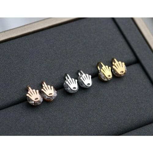 Fashion Jewelry Crown Women Classic Shining Zircon Small Stud Earrings Gold Color Ears Stud For Men Crystal Earrings