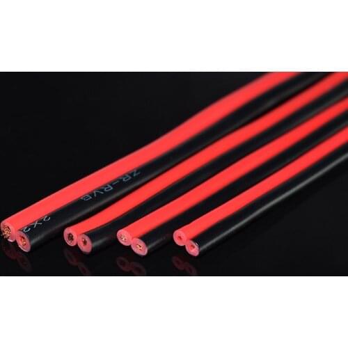 Power cord red and black copper RVB 2 core X 22AWG 20AWG 18AWG battery car charging cable monitoring LED distribution