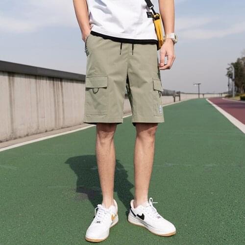 Mens Shorts Big Pocket Summer 2021 Cotton Fit Casual Sweatpants Male Solid Black Armygreen Boardshorts Homme Brand Clothing 4XL