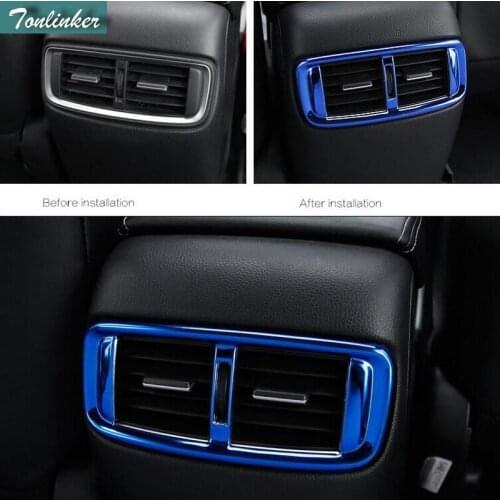 Tonlinker Cover Case Stickers for Honda CRV 2017 Car Styling 1 PCS stainless steel rear seat middle outlet decoration sticker