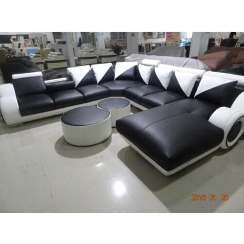 U shape corner leather sofa set for living room recliner sofa design with ottoman