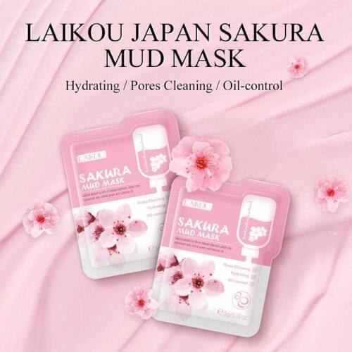 LAIKOU Japan Sakura Mud Face Mask Anti Wrinkle Night Facial Packs Skin Clean Dark Circle Moisturize Anti-Aging Skin Care