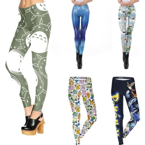 New Sexy Women Legging Cartoon Pokemon Snow Totoro Printing Fitness leggins Fashion Slim High Waist Leggings Woman Pants
