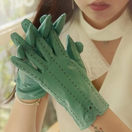 Winter Double Layer Genuine Leather Gloves Female Warm Driving Lady Sheepskin Gloves Anti-Wind Womans Mittens BN87017