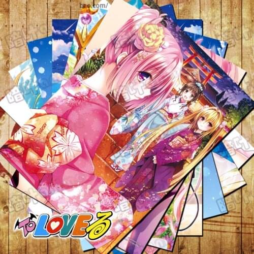 10 PCS/LOT Anime To LOVE-Ru Poster Sticker Postcard Toy Lala Satalin Rito Haruna Konjiki no Yami Yui Mika Gift Cards A4/A3 Size